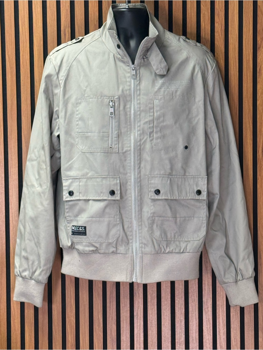 Marc Ecko Cut & Sew Military Style Jacket Khaki Multi-Pocket Zip Front Men’s M